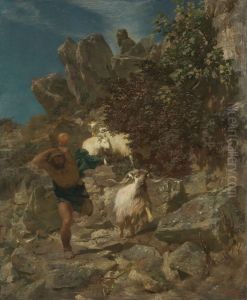 Pan terrifies a shepherd by Arnold Bocklin