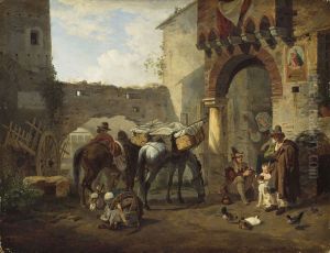 Vor einer Schanke in Tivoli by Peter von Hess