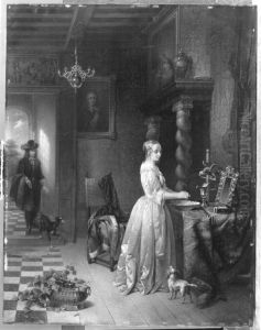 Weiss gekleidetes Madchen bei der Toilette by Frans van Mieris