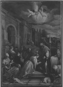 Die Taufe der hl. Lucilla (nach Giacomo Bassano) by August Wolf