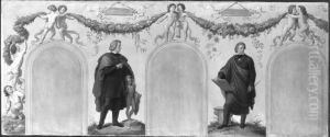 Bildnisse der Kunstler Bertel Thorvaldsen und Leo von Klenze by Wilhelm von Kaulbach