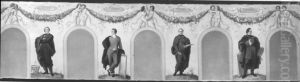 Bildnisse der Kunstler Friedrich von Gartner, Julius Schnorr von Carolsfeld, Heinrich Hess und Carl Rottmann by Wilhelm von Kaulbach
