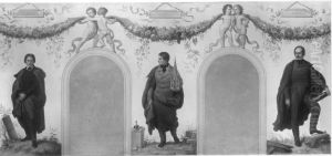 Bildnisse der Kunstler Peter von Cornelius, Joseph Daniel Ohlmuller und Peter von Hess by Wilhelm von Kaulbach