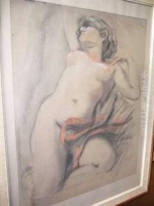 Nu Allonge 1932, Trois Crayons, Signee Et Datee En Bas A Droite, 54 X 44 Cm by Alfred Chabloz