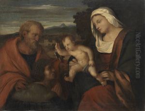 Madonna mit dem heiligen Petrus und einem Stifter (nach Palma Vecchio) by Hans von Marees