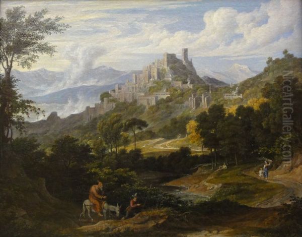 Landschaft bei Olevano mit reitendem Monch - view 1
