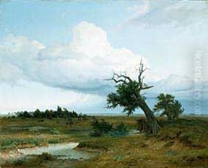 Landschaft mit absterbender Eiche by Eduard Schleich the Elder