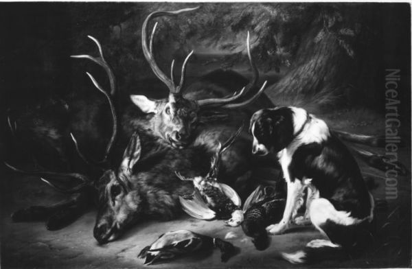 Jagdstillleben mit toten Hirschen und Vogeln - view 1