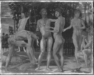 Sechs nackte Manner by Hans von Marees