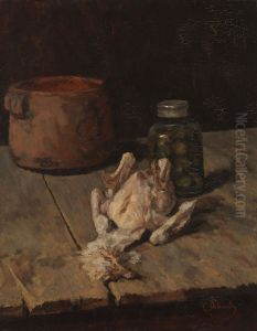 Stillleben mit gerupftem Huhn by Carl Schuch