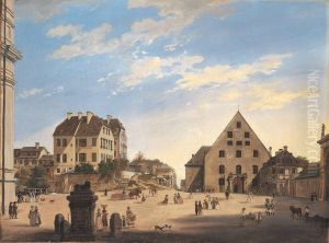 Die Alte Reitschule mit dem Cafe Tambosi (Munchen-Schwabing) by Domenico Quaglio the Younger