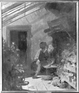 Gartnergehilfe in einem Gewachshaus by Karl Von Enhuber