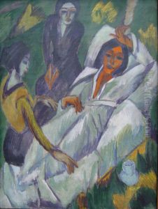 Women having tea (Frauen beim Tee) by Ernst Ludwig Kirchner