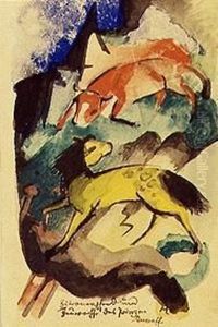 Des Prinzen Jussuf Zitronenpferd und Feuerochse by Franz Marc