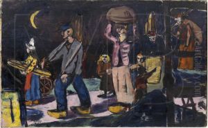 Bauernholztrager (Heimkehrende) by Max Beckmann