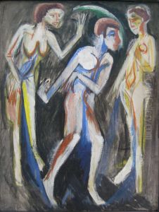 Women dancing (Der Tanz zwischen den Frauen) by Ernst Ludwig Kirchner