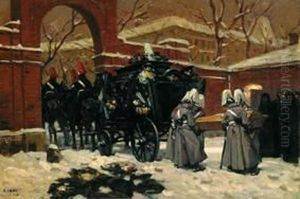 Uberfuhrung des Sarges Fritz von Uhdes durch Militar Uberfuhrung des Sarges Fritz von Uhdes durch Militar