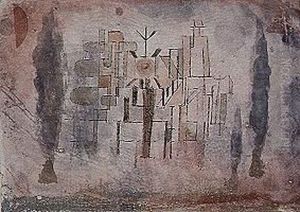 Denkmal auf einem Friedhof by Paul Klee