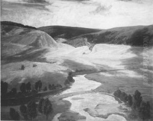 Blick auf ein thuringisches Waldtal by Walter Leistikow