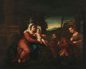 Maria mit Kind und den hll. Rochus und Maria Magdalena by Palma Vecchio