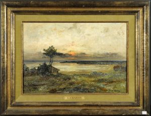 Paysage Au Coucher Du Soleil by Leonce Chabry