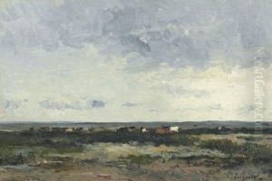 Weite Ebene Mit Kuhherde. by Leonce Chabry