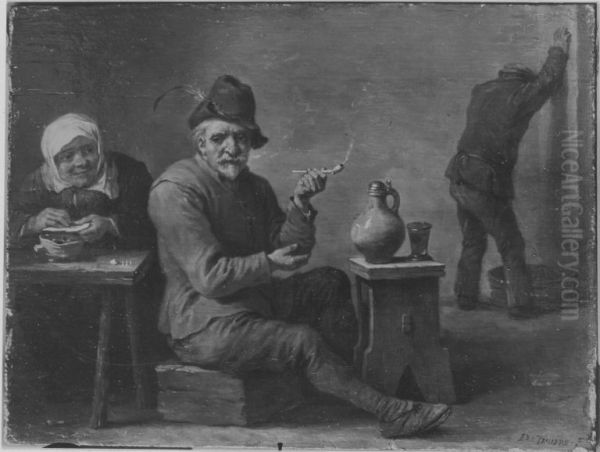 Zwei Bauern und ein altes Weib in der Schenke - view 1