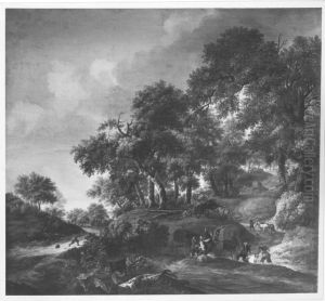 Waldlandschaft mit Uberfall by Jan Vermeer van Haarlem