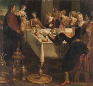 Daniel kundet Belsazar das Ende seines Reiches an by Jacopo Tintoretto