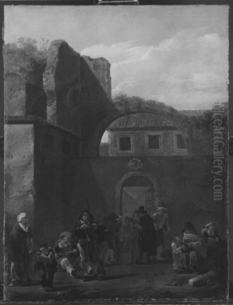 Armenspeisung im Klosterhof - view 1