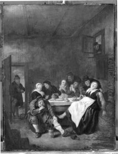 Bauerngesellschaft im Wirtshaus by Jan Miense Molenaer