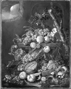 Fruchtestillleben mit Froschen by Cornelis De Heem
