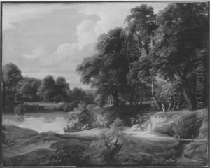 Landschaft mit Baumen und Gewasser Landschaft mit Baumen und Gewasser