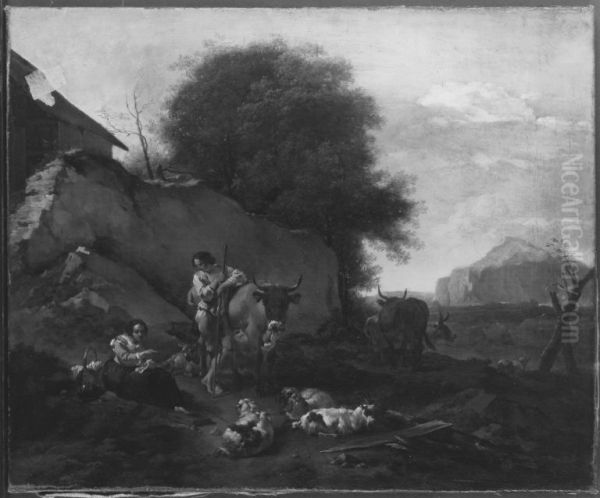 Landscape with cattle and shepherds - view 1