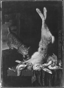 Speisekammer mit Katze und totem Getier Speisekammer mit Katze und totem Getier