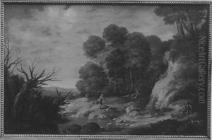 Waldlandschaft mit Hirschjagd Waldlandschaft mit Hirschjagd