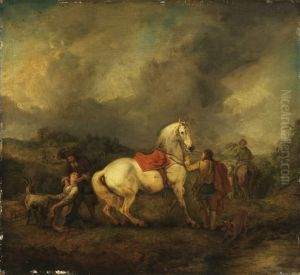 Vor dem Ausritt zur Falkenjagd by Philips Wouwerman