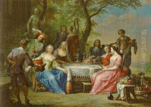 Tafelnde Gesellschaft by Frans Christoph Janneck