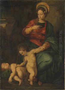 Maria mit Kind und Johannesknaben by Domenico Puligo