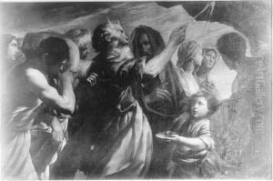 Moses schlagt Wasser aus dem Felsen by Giovanni Battista Paggi