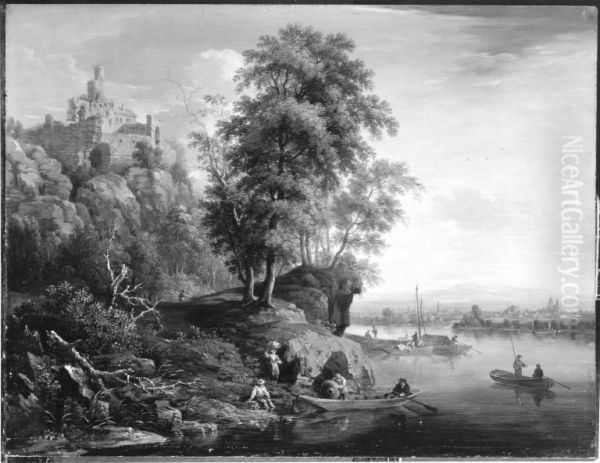 Flusslandschaft mit Burg - view 1