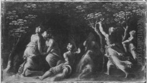 Fruchte sammelnde Frauen by Polidoro Da Caravaggio (Caldara)