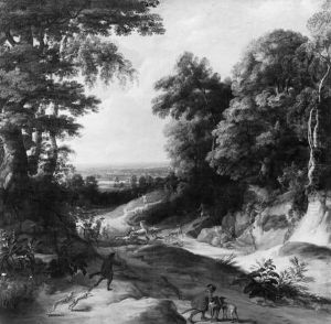 Landschaft mit Hirschjagd