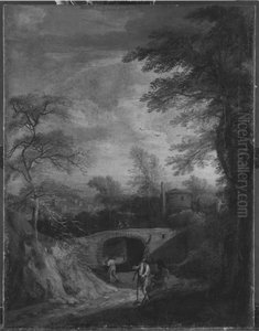 Italienische Abendlandschaft mit Brucke by Franz Joachim Beich