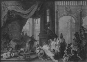 Salomon empfangt die Konigin von Saba by Balthasar Beschey