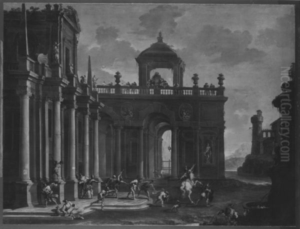 Architekturbild mit der Gefangennahme Simsons - view 1