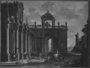 Architekturbild mit der Gefangennahme Simsons