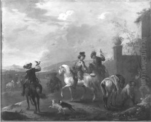 Aufbruch zur Reiherbeize by August Querfurt