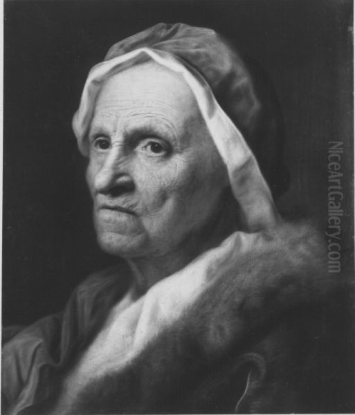 Portrait of an old woman with fur - view 1