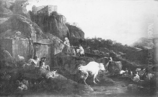 Italienische Ruinenlandschaft mit Vieh - view 1